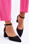 Suede Heel Pumps Black Promise