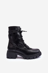 Women's Leather Boots with Lace Up Black Doreli