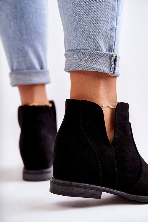 Suede Boots With Cut-outs On A Flat Heel Black Henriette