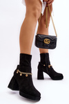 Women's Black Ankle Boots with Chain Detail Tiselo