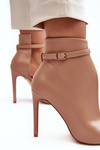 Women's Leather Heels on Stiletto Beige Amalundi