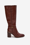 Women's Boots Musketeer Style Insulated Heeled Boots With Buckle Sergio Leone KZ25738 Brown