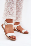 Women's sandals on flat heel eco leather white Kivara