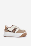 Womens Sneakers On Chunky Platform Animal Print Beige Telanila