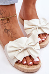 Fashionable women's slippers with a bow white Estera