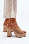 Women's Mules with High Heel Platform Brown Siobhan