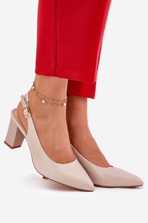 Comfortable Heels On A Block Heel Sergio Leone SK162 Beige