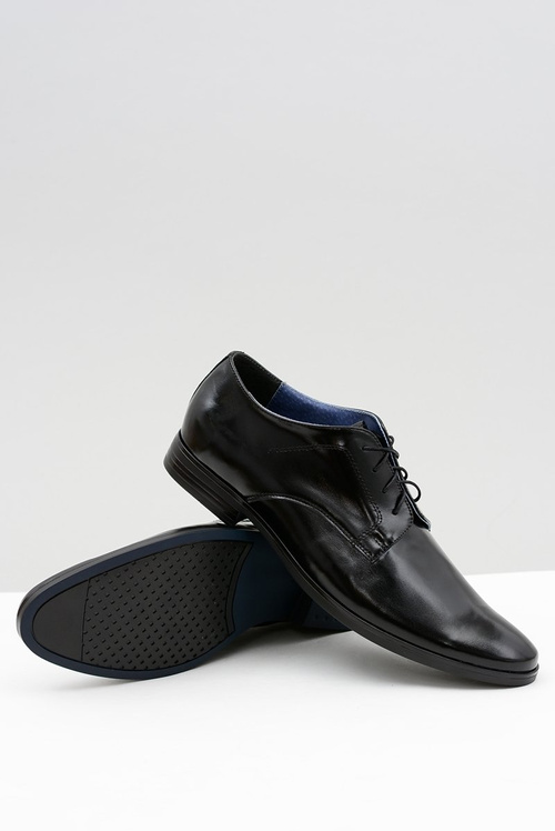 Męskie Półbuty Bednarek Eleganckie Skórzane Wizytowe Czarne Peter