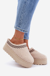 Snow Boots Slippers On Platform With Sheepskin Light Beige Leaniella