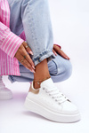 Buty Sportowe Damskie Masywna Platforma Biało-Złote Mariell LA252