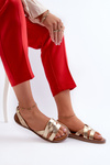 Flat Women's Sandals Made of Eco Leather Vinceza 17347 Gold