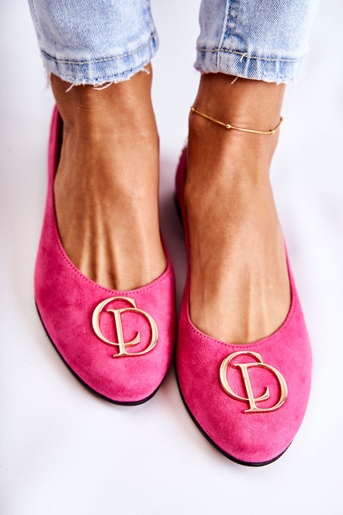 Women's Suede Ballerinas With Decoration Nicole 2746 fuchsia