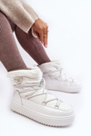 Women's Snow Boots with Platform and Lace-up White Fleure