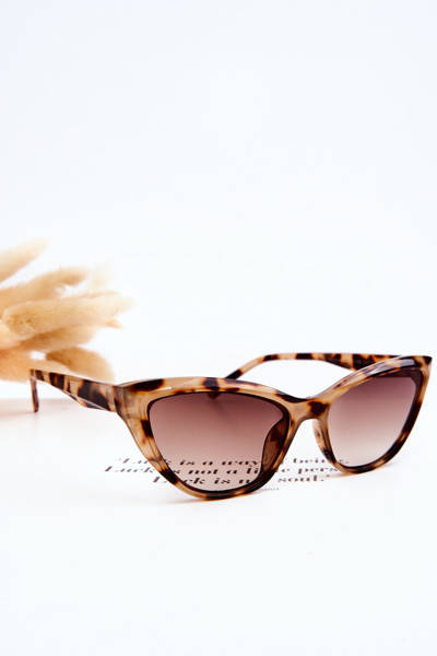 Okulary Przeciwsłoneczne Modne Kocie Oko V090169 Leopard Beżowe