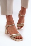 Women's High Heel Sandals with Shiny Gold Strap Tessata