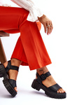 Women's Leather Flat Sandals Black Dean