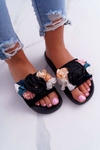 Women's Flower Flip Flops Black Della