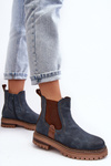 Women's Padded Ankle Boots on a Flat Heel Blue Myrine