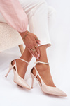 Patent leather high heels with eco leather beige Fionnel