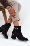 Insulated women's ankle boots with golden details on heel black Dorisse