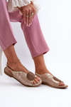 Women's sandals with ornament on flat heel S.Barski KV24-057 Golden