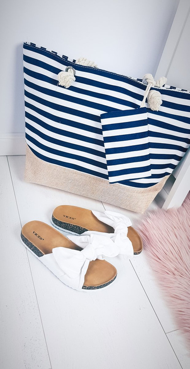 Beach Large Navy Blue Handbag Bag Bag Women's Navy Stripes