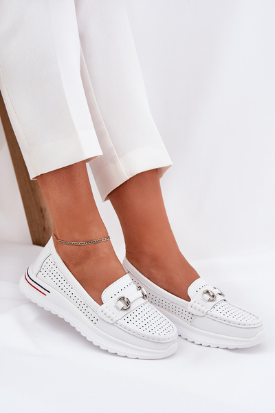 Perforated Ballet Flats Made Of Natural Leather Vinceza 95331 White