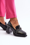 Black Patent Leather Pumps on Chunky Heel Terimene