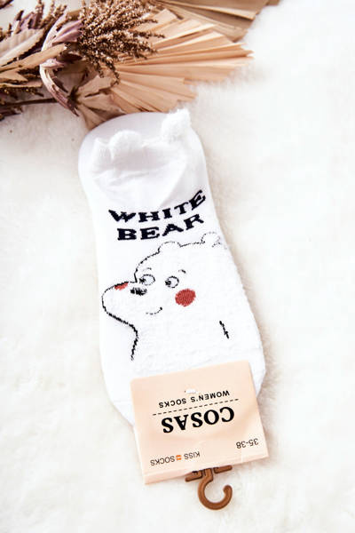 Ladies' Cotton Teddy Bear Socks COSAS White