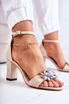 Leather Sandals On A Bar With Beige Decoration Milessa