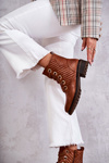 Leather Quilted Boots With Warming Brown Torino