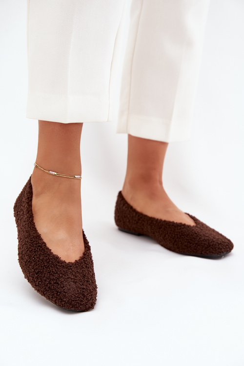 Ladies Ballet Flats With Sheepskin Chocolate Zimira