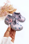 Buty Papcie Befado Błyszczące 110P474 Szaro-Różowe