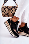 Women's Suede Sports Shoes Black and Beige Elisse