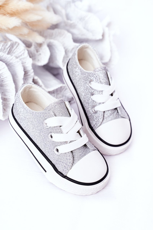 Children's Glitter Sneakers Silver Bling-Bling