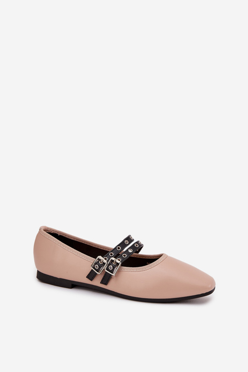 Women's Ballerinas With Straps Beige Deliora