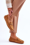 Suede Loafers With Ornament Brown Eleina 