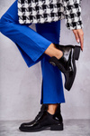 Laquered Lace-up Boots With Cutouts Black Fabiana