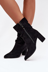 Women's Ankle Boots with Ruching Heeled Warm Black Amelise