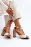 Leather Sandals with Heel Laura Messi 2759 Beige