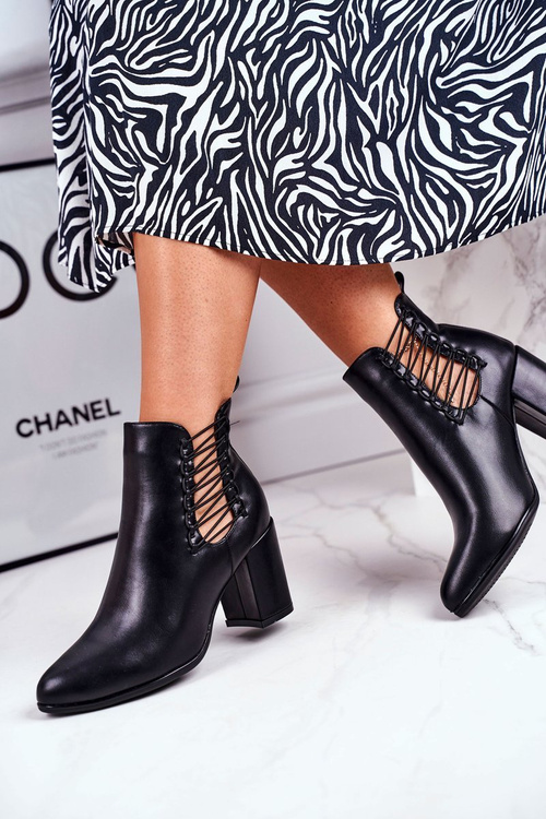 Women’s Boot On High Heel Slip on Black Vibo