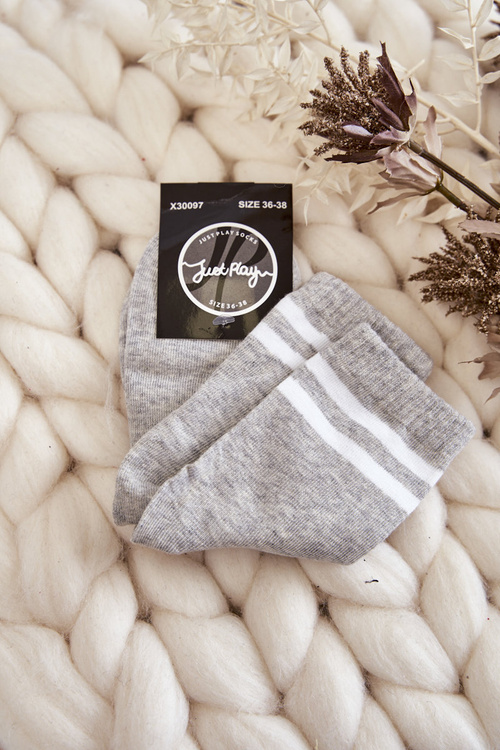 Women's Cotton Sports Socks With Stripes Grey