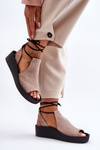 Zazoo 2743 Suede Wedge Sandals Beige
