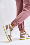 High Women's Sport Shoes Sneakers White and Beige Rumor