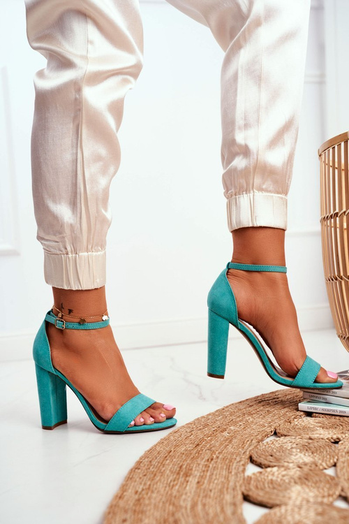 Women's Stiletto Sandals Suede Green Anastasie