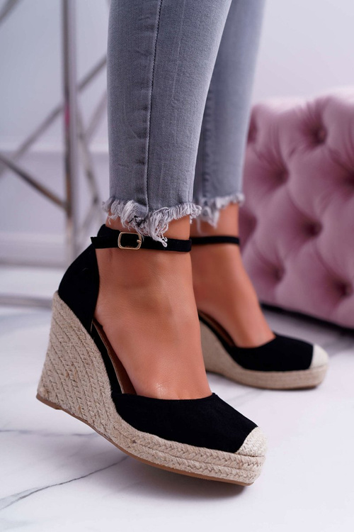 Women's Platform Sandals Flax Black Tammaris