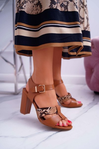 Women's Elegant Camel Stephani Stiletto Sandals