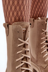 Women's Suede Ankle Boots Lace-Up Beige Nicole 2836