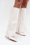 Warm Heeled Boots with Folded Shaft White Tamonia