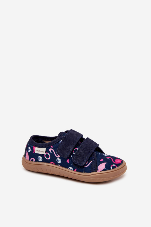 Girls Barefoot Slippers Flamingos Milami Navy Saphira